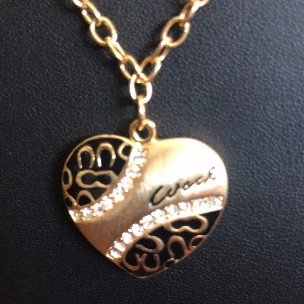 Gold tone Coach heart necklace